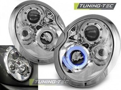 Coppia Fari Fanali Anteriori Tuning (COOPER) 2001-2004 ANGEL EYES Cromo