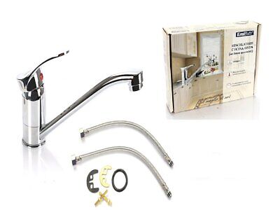 Kit Rubinetto da Cucina Acqua Fredda e Calda Monocomando Argento Cromato Misura