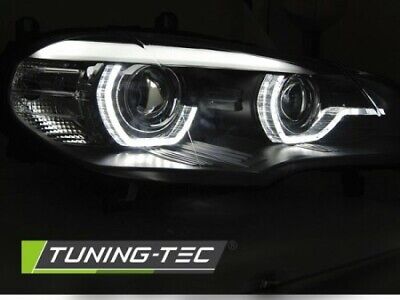 Coppia Fanali FARI ANTERIORI X5 E70 07-10 AE DRL LED NERO solo xenon HID