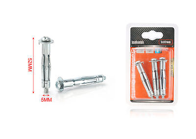 3 pcs Tasselli a Espansione in Metallo con Viti &Oslash;5x52mm <ul><li>Tasselli