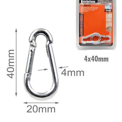 Kit 2 Pezzi Moschettoni a Forma D in Acciaio Modello Portachiavi Rinforzato