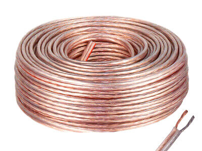 100 Metri Cavo Piattina Trasparente 2X1mmq Per Filo Elettrico Altoparlanti Ster