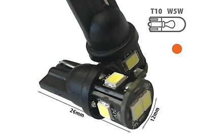 24V Lampada Led T10 W5W Colore Arancione Con 6 Smd 2835 360 Gradi No Polarita