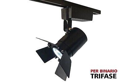 Faro Lampada Led A Binario Trifase 30W Bianco Neutro Carcassa Nera Angolo