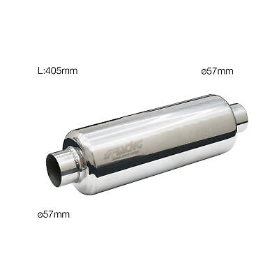 Custom Muffler silenziatore universale in inox con uscita rotonda. Compatibile