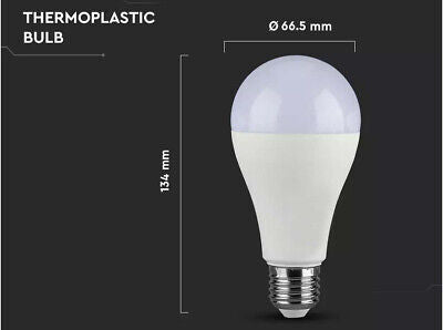 Lampada Led E27 A65 17W 1521lm Bianco Freddo 6400K Bulbo Sfera SKU-4458 <table