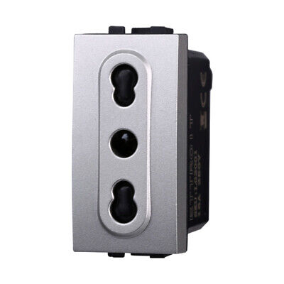 ETTROIT Presa Bipasso Bivalente 2P+T 10/16A Colore GRIGIO Compatibile Con