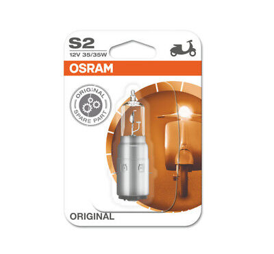1 Lampada Lampadina Luce OSRAM ORIGINAL S2 (BA20d) 35/35W 12V RICAMBIO ALOGENA