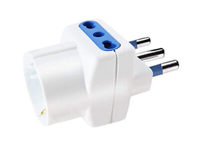 Adattatore Tripla Spina 16A 2 Prese BiPasso 10/16A + 1 Presa Schuko 10A Bianco