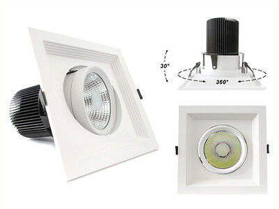 Faro Led Da Incasso COB 30W Bianco Freddo 220V Quadrato Orientabile Con Rifletto