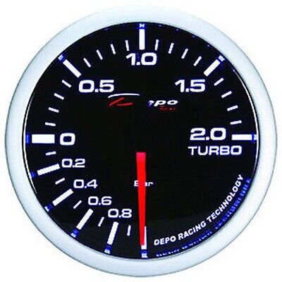 Calibrador de Presión Herramienta 52mm Depo Turbo -1 + 2 BAR Negro Mecánico Humo