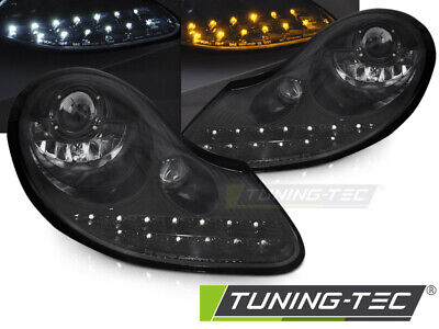 HEADLIGHTS DAYLIGHT ALL GLOSSY BLACK fits BOXSTER 96-04 /911 996