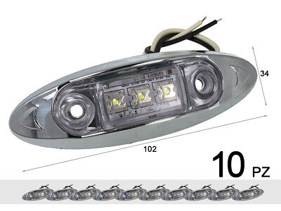10 Pezzi Fanali Laterali Led 24V 12V Bianco Freddo Per Luci Ingombro Cortesia