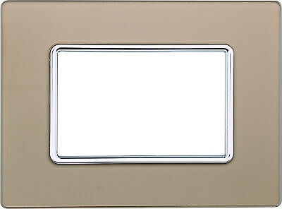 ETTROIT Placca In Vetro Serie Solar 3P Colore Oro Compatibile Con Bticino Matix