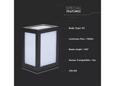 Applique Lampada Led Da Muro Parete a Lanterna 12W 3000K Carcassa Nera IP65 360
