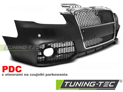 FRONT BUMPER SPORT CHROME BLACK PDC fits A4 04-08