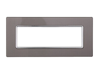 ETTROIT Placca In Vetro Serie Solar 6P Colore Silver Compatibile Con Bticino