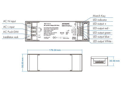 Alimentatore Dimmerabile CV 12V 75W 4 Canali Con Pulsante N.O. e Telecomando RF