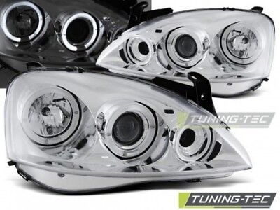 Coppia Fari Fanali Tuning CORSA C 11.00 - 09.06 ANGEL EYES Cromato