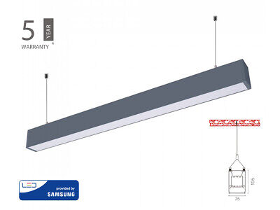 Lampada Led Lineare A Sospensione 60W Corpo Nero Doppia Illuminazione UP-DOWN