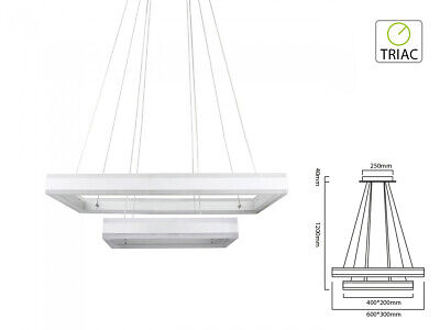 Lampada Led A Sospensione Rettangolare Colore Bianco Doppio Anello 600X300mm