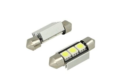 COPPIA 24V Lampada Led Siluro Canbus T11 C5W 36mm 3 SMD 5050 Bianco Dissipatore