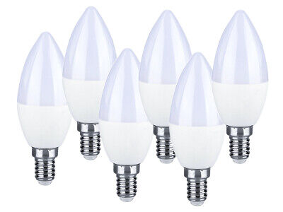 6 PZ Lampada A Led E14 C37 5.5W Bianco Caldo 2700K Forma Goccia Oliva Candela 2