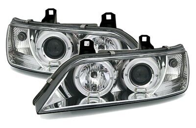 Coppia Fari Fanali Anteriori TUNING Z3 1996-2002 Angel Eyes CROMATI H1 H1