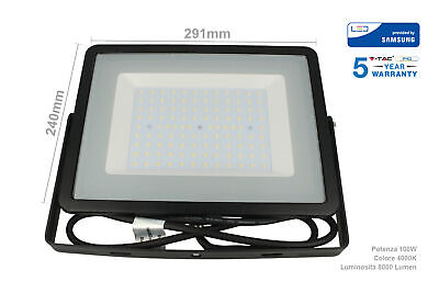 Faro Led Flood Light 100W IP65 Bianco Freddo 6400K Super Slim 30mm Carcassa