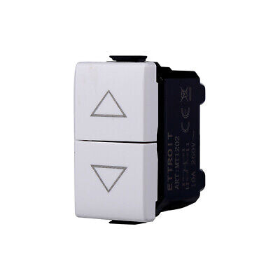 ETTROIT Pulsante Doppio Saliscendi 1P+1P 10A Colore Bianco Compatibile Con