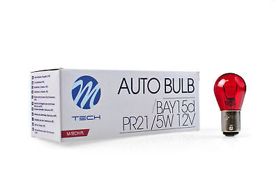 LOTTO 10 Pezzi Lampada Lampadina Luce M-TECH S25 (BAY15d) PR21/5W 12V/21V ROSSO