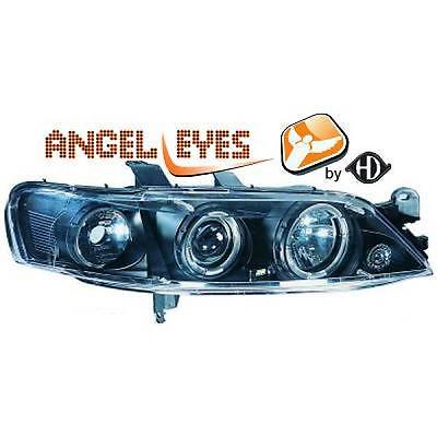 Coppia fari fanali anteriori TUNING VECTRA 99-02 neri con anelli ANGEL EYE