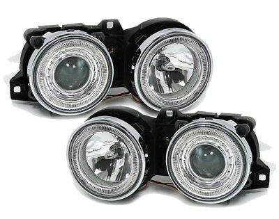 Coppia Fari Fanali Anteriori Angel Eyes serie 3er E30 Cromati 1982 > 1984