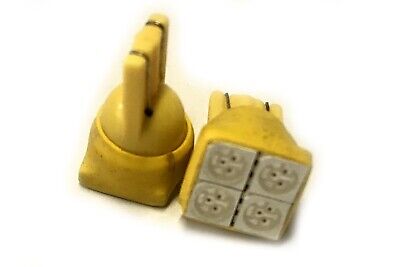 Coppia 2 Lampade Led T10 Con 4 Smd 5050 Frontale Colore Giallo Yellow 12V 0,5W
