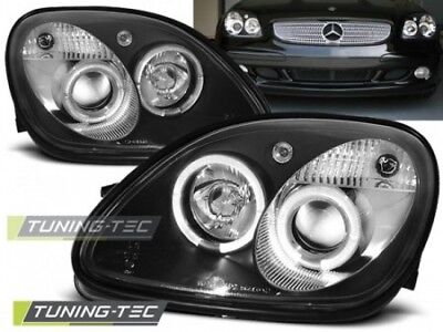 Coppia Fari Fanali Tuning Anteriori R170 SLK 04.96-04 ANGEL EYES Nero