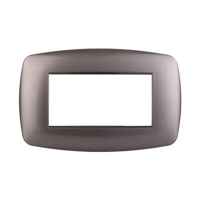 ETTROIT Placca Slim Serie Space 4P Colore Titanio Compatibile Con Bticino