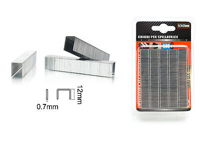 500pcs Punti Per Graffatrice 0,7x12mm <ul><li>Punti Universali tipo D 0,7x12mm,