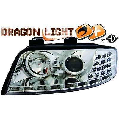 Coppia fari fanali anteriori TUNING A6 01-04 chrome Dayline a LED