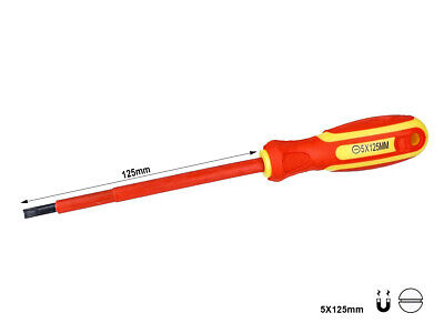Cacciavite Isolato a Taglio 5X125mm Lama Isolante Per Elettricista <ul> <li>