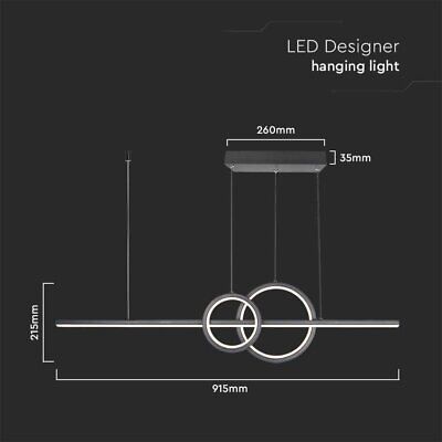 Lampadario LED a Sospensione 15W 1500lm dal Design Moderno 2 Anelli + Barra