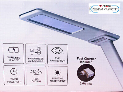 Lampada Led Da Tavolo 5W CCT Dimmerabile Con Caricatore Wireless QI Smartphone