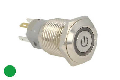 Interruttore Pulsante Bilanciere Metallo Rotondo 5 Pin Con Spia Led Verde 12V