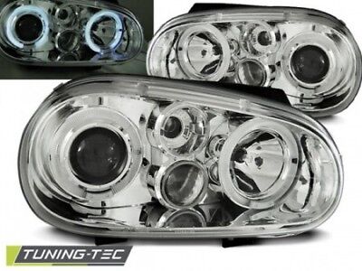 Coppia Fari Fanali Anteriori Tuning GOLF 4 09.97-09.03 ANGEL EYES Cromati