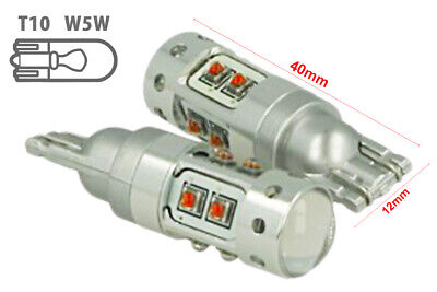 Coppia Lampade Led T10 T15 WY16W 12V 50W Arancione 10 Smd Cree Lente Freccia