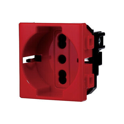 ETTROIT Presa Schuko 2P+T 16A Colore Rosso Compatibile Con Bticino Matix