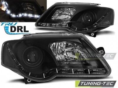 Coppia Fari Fanali Anteriori Tuning PASSAT B6 3C 03.05-10 Nero Alogeni H7+H1