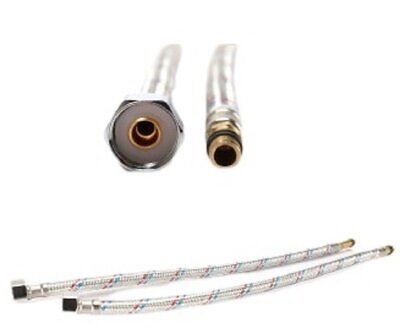 Coppia Tubi Flessibili Per Miscelatore Rubinetto Lungo 40cm Connettori F 1/2''
