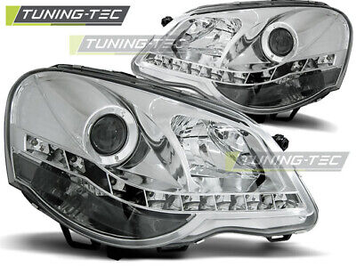 HEADLIGHTS DAYLIGHT CHROME fits POLO 9N3 04.05-09
