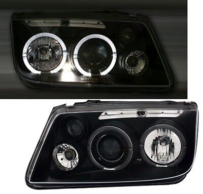 Coppia Fari Fanali Anteriori tuning Bora Neri Angel Eyes H1/H1/H3