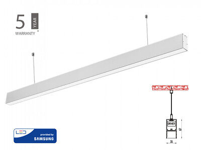 Lampada Led Lineare A Sospensione Slim 120cm 40W Corpo Bianco Neutro 4000K